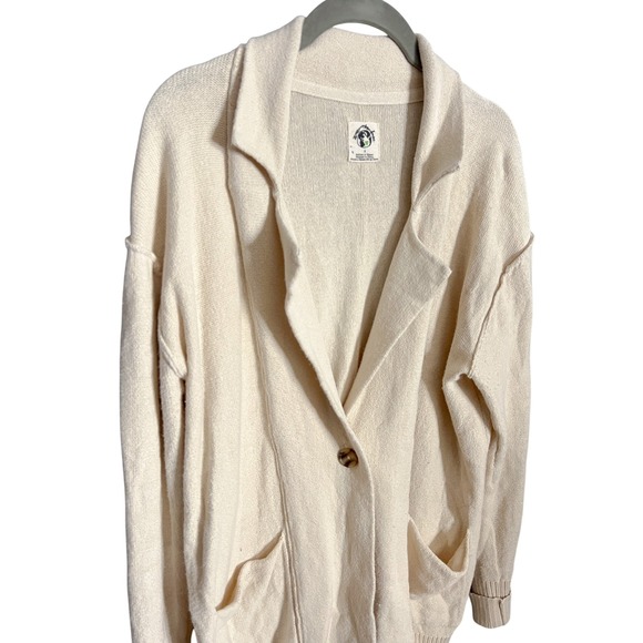 Free People Desert Blazer Cardigan Recycled Cotton Knit Sweater Cream Size Small - Picture 5 of 8